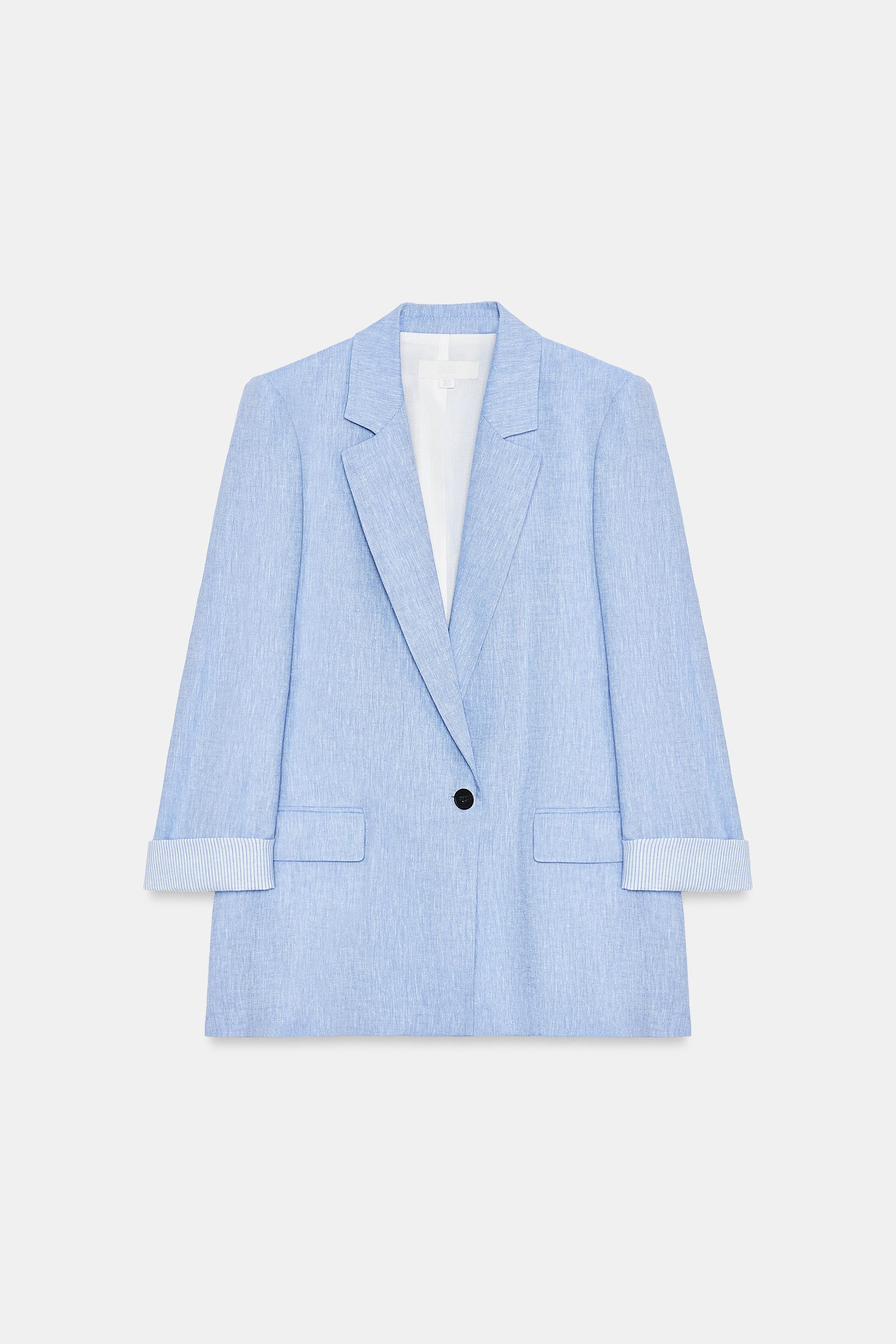 LINEN BLAZER WITH ROLLED-UP SLEEVES